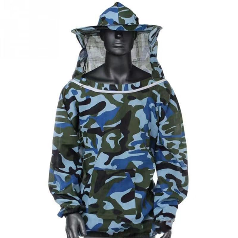 Acouto Beekeeping Jacket Ultra Lightweight Maximum with Detachable Veil Hood for Beginner & Professional Beekeepers – Blue, Polyester Ventilated Beekeeper Jacket for Honey Harvesting (Light Blue) - color: Light Blue