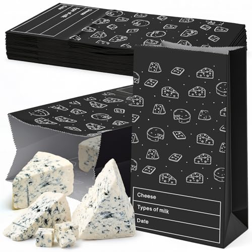 MotiMind 30 Count Cheese Storage Bags for Refrigerator, 10.6 x 6 Inch Cheese Paper Bags for Sandwiches, Wrapping and Food Container (Black) - color: Black