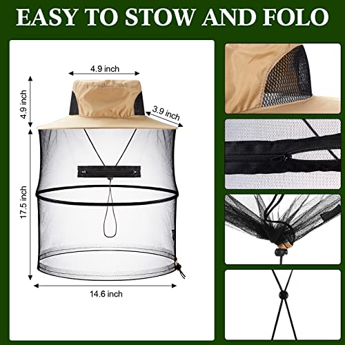 Mepase 8 Pcs Bee Keeper Hats with Netting Mosquito Head Bee Safari Fishing Sun Hat with Hidden Net Mash Mask Gardening for Outdoor Hiking Fishing Gardening Camping Beekeeping Men Women