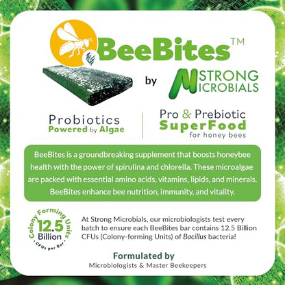 BeeBites: SuperFood for Healthy Hives - Honey Bee Fondant with Spirulina and Chlorella - Probiotics Powered by Algae - Best Food for Queen Immunity - 10 Bars (50g Each) - size: 1 Count (Pack of 10)