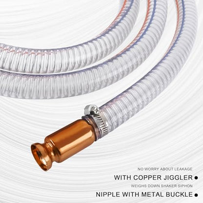 2PCS 8.2FT 5/8" Heavy Duty Gas Siphon Hose, Self-Priming Fuel Transfer Pump | Jiggler Siphon with Brass Valve & Metal Clamp, Transfer Hose for Gasoline, Fish Tank Water Changes, Boats, ATVs & Tractors - size: 5/8"ID x 2Pcs