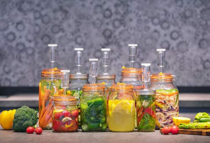 JILLMO Wide Mouth Glass Fermentation Jar with Airlock & Glass Weight, 1.5L Fermenting Jar for Sauerkraut, Kimchi, Pickles & More,Pack of 2 - size: 1.5 Liter
