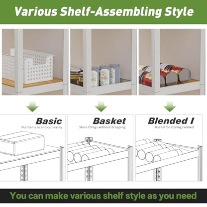 Durstruct 5 Tier 36" W×16" D×72" H White Shelving Unit Adjustable Metal Storage Utility Rack Heavy Duty Shelves Organization Multipurpose Shelf Kitchen Garage Pantry Closet Bathroom - size: 36" W x 16" D x 72" H