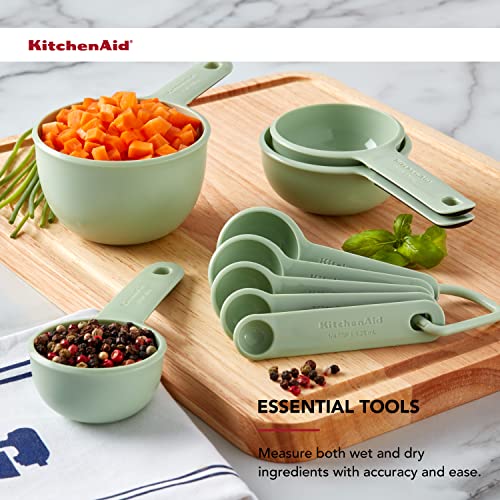 KitchenAid Universal Easy To Read Measuring Cup and Spoon Set with Soft Grip Handle for Maximum Control, Hang Hole and Nesting For Easy Storage, Dishwasher Safe, 9 Piece, Pistachio - color: Pistachio