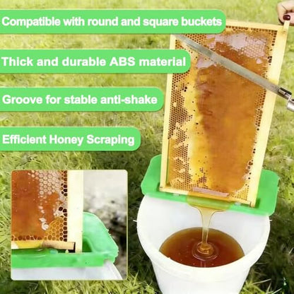 HIMO 2 Pcs Green Honey Uncapping Tank Holder, Spacious Beekeeping Rack Compatible with 5 Gallon Square and Round Buckets, Beekeeping Honeycomb Scraper Tool with Sturdy Support - color: Green-2pcs