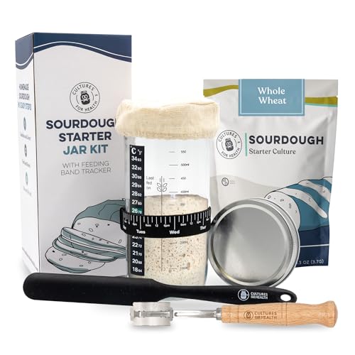 Cultures for Health Whole Wheat Sourdough Starter, Bread Lame, & Starter Jar Kit Bundle | Essential Baking Supplies for Homemade Bread | DIY Breadmaking Kit