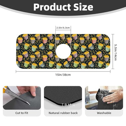 Fries Faucet Mat For Kitchen Sink, Absorbent Countertop Protector, Quick Dry Sink Splash Guard Pad, Waterproof Draining Mat 15" X 5.5" - color: Style 4