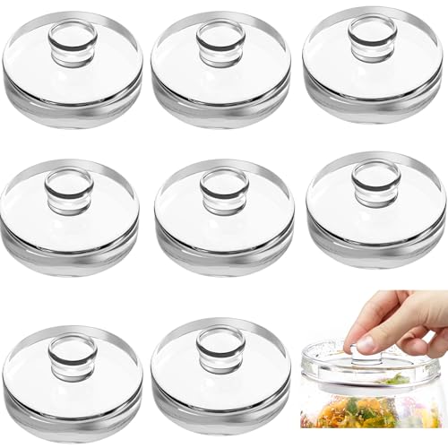Jucoan 9 Pack Glass Fermentation Weights with Easy Grip Handle, Heavy Glass Fermenting Weights for Wide Mouth Mason Jars, Fermenting Lid Kit Pickling Weights for Kimchi, Sauerkraut, Dishwasher Safe - size: 9 Pack