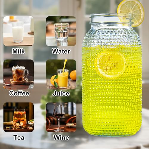 WELLIFE 6 Pack 64 oz Mason Jars Wide Mouth,Large Mason Jars for Pickling, Canning, Fermenting and Food Storage, Microwave & Dishwasher Safe - color: Clear Dot Mason Jars 64oz-6Pcs