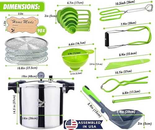 Supa Ant Canning Supplies Starter Kit - Water Bath Pot with Rack and Lid - Jar Lifter, XL Ladle, Jar Tongs, and Bubble Popper - size: 13-Piece Pro