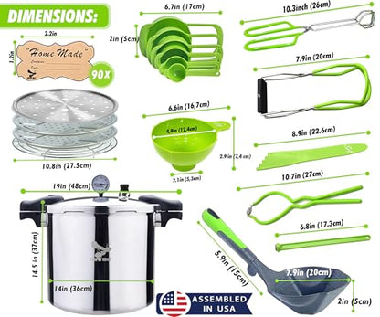 Supa Ant Canning Supplies Starter Kit - Water Bath Pot with Rack and Lid - Jar Lifter, XL Ladle, Jar Tongs, and Bubble Popper - size: 13-Piece Pro