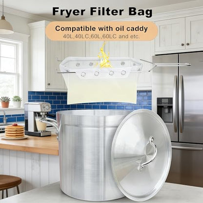 2 Pcs Deep Fryer Oil Filter Bag with Frame, Reusable Cooking Oil Fryer Filter Oil Strainer for Deep Fryer, Easy-Clean Mesh for Home Commercial Use Fryer Filter Bag (Bag X Frame)