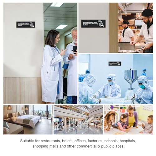 Magicfour 5 Pack Employees Must Wash Hands Sign, 9" x 3" Self-adhesive Wash Hands Sign for Restroom, Bathroom, Commercial Kitchens, Restaurant, Workplace, Hotels - size: 5Pcs Hand Wash Labels 9”x3“