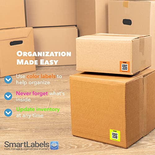 Smart Labels QR Code Stickers with AI Photo Analysis App - Auto-Creates Item Descriptions - No Typing - Made in USA - QR Code Labels for Storage & Inventory Tracking, Organization & Moving, Pack of 48 - style: Neon