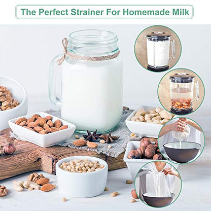 Nut Milk Bag Reusable 2 Pack Food Strainer Nut Bag(8×10 in) | for Almond/Soy Milk Greek Yogurt Professional for Cold Brew Coffee Tea Beer Juice Fine Nylon Mesh - size: 2 pack - 8"x10"