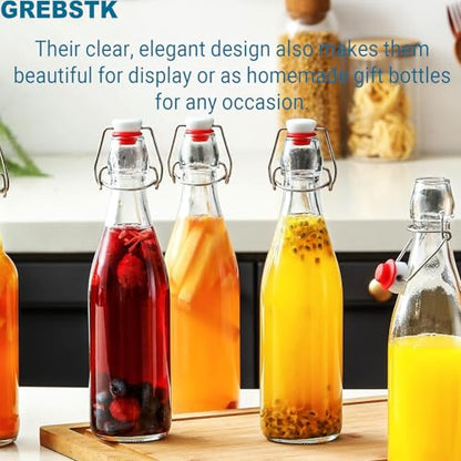 4 Pack 18OZ Swing Top Glass Bottles Set, Airtight Flip Top Lids with Replacement Gaskets for Fermenting Kombucha, Brewing Beer, Storing Oil, Juice, Vinegar, Mead