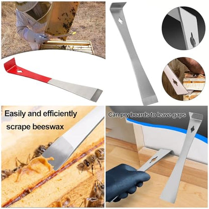 2 Pack Flat Pry Bar Crowbar Hive Scraper Tools Stainless Steel Bee Hive Hand Tool Prybar Utility Claw Bar for Prying Lifting Scraping Pulling Woodworking Beehives Beekeepers Painters Remolding