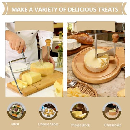 2-in-1 Multi-function Cheese Cruler Wheel for Chocolate and Tête de Moine, Cheese Curler & Girolle Shaver with Sharp Blade, Wood Base, Easy to Make Cheese Cruls, Suitable for Home, Parties
