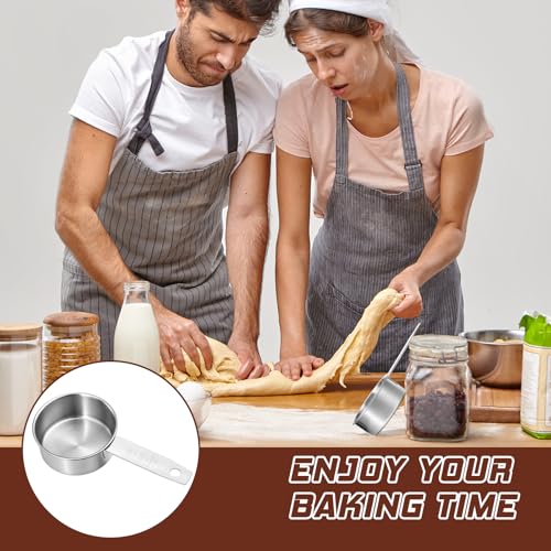 2 Pcs 1/3 Cup Stainless Steel Measuring Cups, (80ml, 3oz) Cat Food Scoop 1/3 Cup Scoop Metal Kitchen Measuring Cups Measure Scoops for Wet and Dry Ingredients, Cooking, Baking, Dishwasher Safe - size: 1/3 Cup