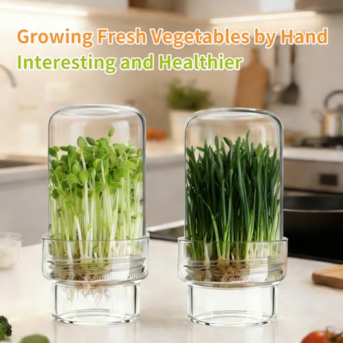 Sprouting Jar Kit, 2 Pack Wide Mouth Quart Mason Jars | Broccoli, Microgreens, Alfalfa Sprout Jar | Perfect for Home Gardeners, Health Enthusiasts & Vegan Diets - color: 2Pack-Without Sleeve