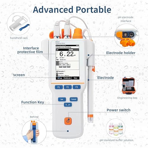 PH310F Digital pH Tester for Water Testing Portable pH Meter ±0.01pH Accuracy IP65 Waterproof USB GLP 500 Sets for Pool Aquarium Lab Drinking Water - style: High-Precision Field Model