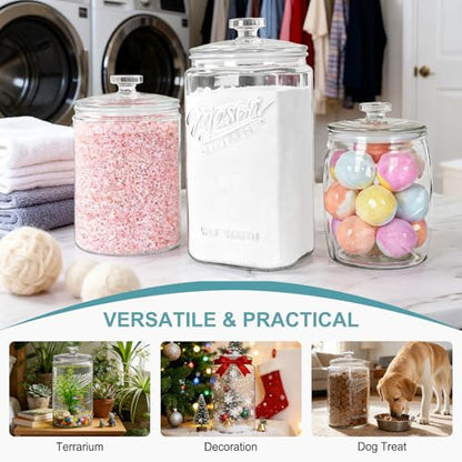 Ritayedet 2 Pack 1.5 Gallon Glass Jar with Lid, Wide Mouth Mason Jar | Sourdough Starter Jar with Scale Marking, Large Flour Sugar Container with Lid for Candy, Flour, Sugar, Coffee, Dog Treat - size: 1.5 Gallon, 2 Pack