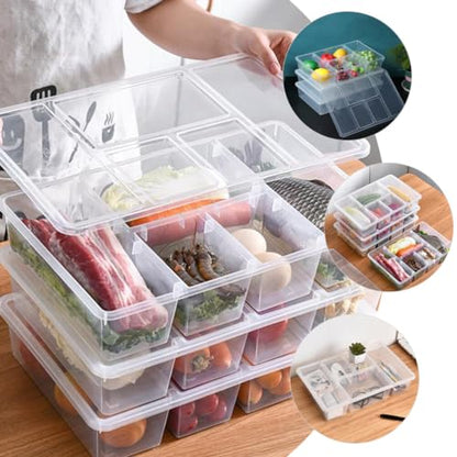 UPKOCH Divided Refrigerator Bin Lid Fridge Organizer Bins Small Storage Box Lid Food Fresh Containers