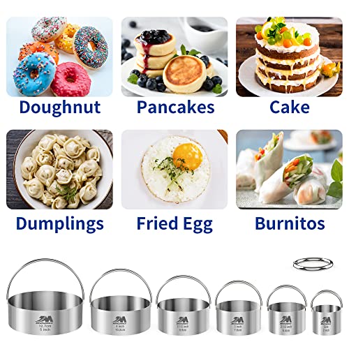 Biscuit Cutter Set for baking 2inch 2.5inch 3inch 3.5inch 4inch 5inch large size Round Metal Baking Rings with handle for Pastry, Biscuits, and Dough Cutting 6pcs set GIFT Package - style: 6pcs with Handle(2-5in)