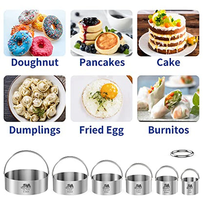 Biscuit Cutter Set for baking 2inch 2.5inch 3inch 3.5inch 4inch 5inch large size Round Metal Baking Rings with handle for Pastry, Biscuits, and Dough Cutting 6pcs set GIFT Package - style: 6pcs with Handle(2-5in)