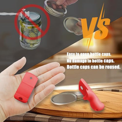Canning Jar Opener, Mason Jar Opener Canning Tool, Releases Vacuum Seal on Wide Mouth and Regular Mouth Lids,Magnetic Jar Lid Lifter for Canning.Ideal for Preserving, Pickling and Home Food Storage - color: Red