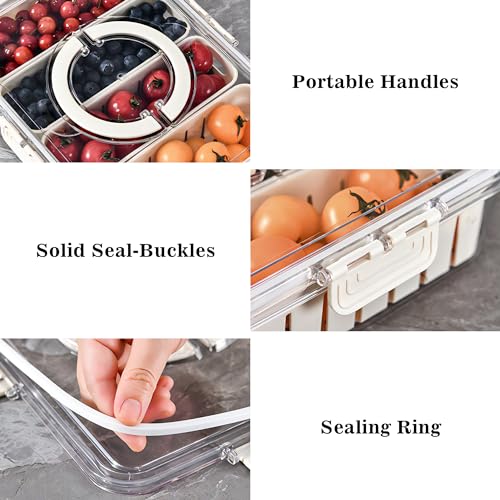 2Pack Divided Snackle Box with Lids Stackable Food Serving Tray for Fruit&Veggie Plastic Fridge Storage Container for Pantry Freezer Clear Snack Box for Meal Prep Candy Nuts Spice - size: 2Pack with 8 dividers