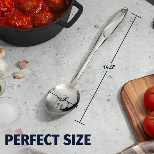 Zulay Kitchen Stainless Steel Slotted Spoon - 15” Large Cooking & Serving Spoon with Ergonomic Handle - Durable, Rust-Proof, Heat-Resistant & Dishwasher Safe Kitchen Utensil for Cooking and Buffets - size: Slotted Spoon