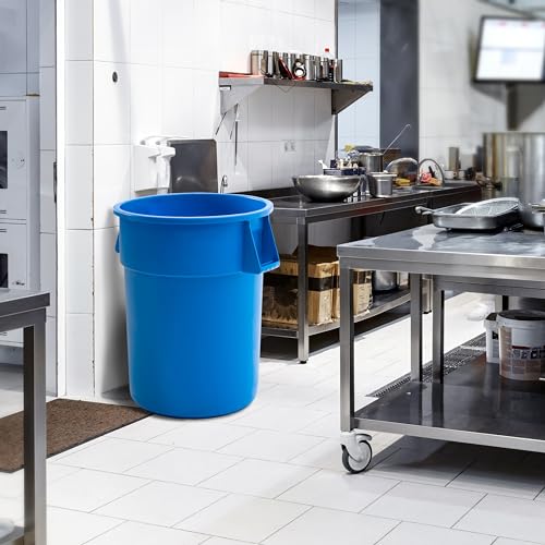 PRO&Family Commercial Round Trash Can, Ingredient Bin, Heavy-Duty Plastic, Anti-Static, Kitchen, Office, Outdoor Use (Blue, 55 Gallon) - color: Blue, size: 55 Gallon