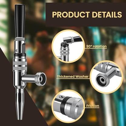 Stout Beer Coffee Faucet – 304 Stainless Steel Keg Beer Tap for Nitro Beer, Cold Brew Coffee, and Creamy Head Pour, 1-1/8" Thread, for Kegerator/Tower Systems
