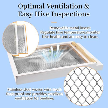 2 Pcs Bee Hive Metal Screened Bottom Board for 8-Frame Hives, Paint Finishing with Entrance Reducer Beehive Metal Screened Bottom Board for 8-Frame Langstroth Hives Beekeeping Supplies - size: 8-Frame
