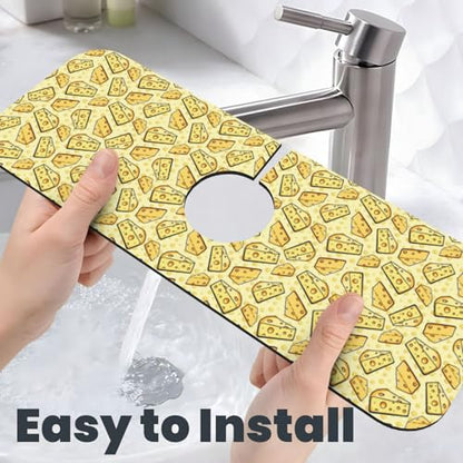 Cheese Faucet Mat For Kitchen Sink, Absorbent Countertop Protector, Quick Dry Sink Splash Guard Pad, Waterproof Draining Mat 15" X 5.5" - color: Style 1