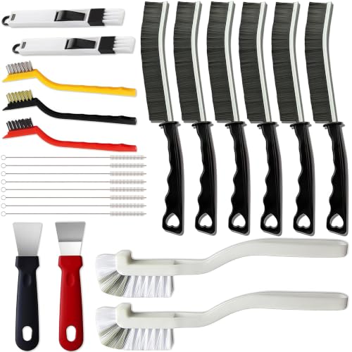 23Pcs Crevice Cleaning Brush Set, Hard Bristle Scrub Brushes Tools for Deep Cleaning Gap, Multifunctional Grout Brush for Tile Lines, Sliding Door, Sill, Shutter, Bottle, Corner, Sink, Teapot