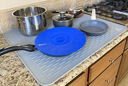 Silicone Dish Drying Mat - 30 x 24 - 3XL Large Dish Drying Mat, Counter top Mat, Dish Draining Mat, Sink Mat, Large Silicone Trivet (3XL, GREY) - color: Gray, size: 3XL