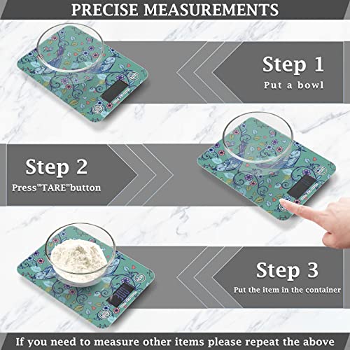 Food Scale Kitchen Digital Scale Food Ounces and Grams Dieting Baking Cooking Waterproof Glass Panels LCD Display,4 Units Scale Tare Function Bird - color: Bird 31