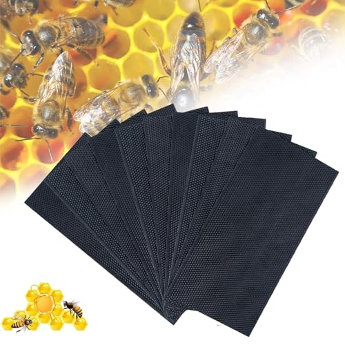 Beehive Wax Coated Foundation Sheet Beehive Foundation Sheet,Beeswax-Coated Foundation Sheets Made of Plastic,Black Beehive Beeswax Coated Foundation Sheet,for Deep Bee Frame (Black,10Pcs) - color: Black, size: 10Pcs