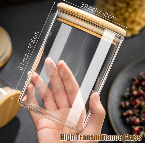 Glass Food Storage Jars with Airtight Lids, Clear Glass Jar with Bamboo Lid, Airtight Food Canister for Tea, Candy, Coffee, Sugar, Cookie, Snack. (Round | 5+6 Inch | 33+17 oz) - color: Round 2 Pack (33+17oz)