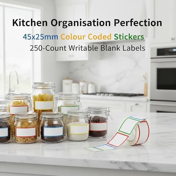 500 Removable Labels - No Residue, Reusable and Waterproof | Suitable for Food Storage Containers, Etc. (250pcs) - color: 250pcs
