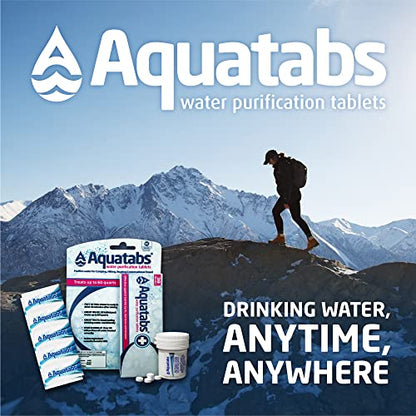 Aquatabs 49mg Water Purification Tablets (50 Pack). Water Filtration System for Hiking, Backpacking, Camping, Emergencies, Survival, and Home-Use. Easy to Use Treatment and Disinfection. - size: (49mg), style: 50 Tablets