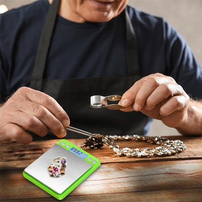 Fuzion Digital Scale .01 Gram Accuracy, 500g Mini Food Scales for Small Jewelry, Gold, Herb, Spice - Weight Gram and Oz - color: Green