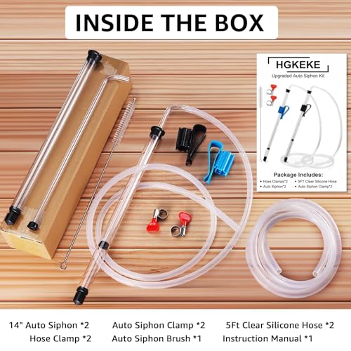 3/8" Auto Siphon Beer Bottle Siphon Pump Wine Siphon Regular Siphoning Kit Transfer Pump for Gallon Jugs, Wine, Beer, Mead, or Kombucha with 5Ft Clear Silicone Hose (2 Pcs)