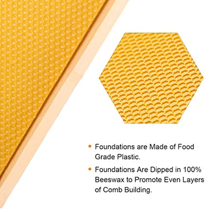MayBee 20 Pack Honey Bee Frames with 100% Beeswax Coated Food Grade Foundation Sheets, Medium Super Beehive Frame for Beekeeping, 6-1/4-Inch (Yellow) - color: 20 Super Frame yellow