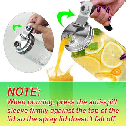 Mason Jar Pour Spout Lid Stainless Steel, Regular Mouth Pour Spout Flip Cap Lids for Mason Jars, Anticracking Leak Proof Seal Cover Airtight for Drinking Salad Dressing & Food Storing(4PCS) - style: Regular Mouth Stainless Steel Lid 4 PCS