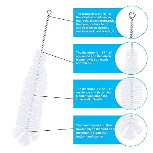 Bottle Brush - Ideal for Cleaning Narrow Neck Swing Top Glass, Brewing, Wine, Beer, Soda, Spray, Kombucha Bottles (White+1Pack) - color: B-white+1pack