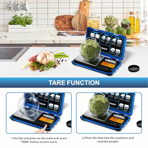 Precision Pocket Scale, 200gx0.01g Jewelry gram Scale, Digital Food Scale with LCD Display, one-Click Conversion 6 Units, Mini Scale for Kitchen/Powder/Coffee/Coins(Battery Included) - color: Blue