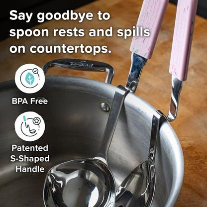 Souper Cubes + Lori Greiner No Mess Stainless Steel Soup Ladle with Silicone Handle - Metal Soup Ladle with No Mess Design That Hooks on Side of Any Pot - Cotton Candy - color: Cotton Candy, size: Ladle 1-Pack